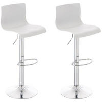 BARHOCKER 2er Set Kunststoff weiß - Chromfarben/Weiß, Kunststoff/Metall (39/84/36cm) - CLP