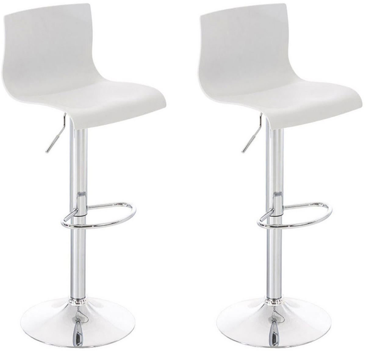 BARHOCKER 2er Set Kunststoff weiß - Chromfarben/Weiß, Kunststoff/Metall (39/84/36cm) - CLP
