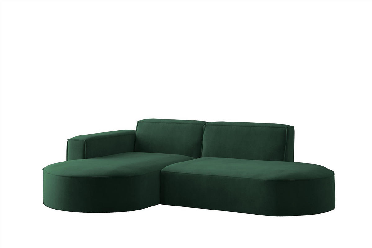 ECKSOFA Palma Xs In Noel - Grün, Holzwerkstoff/Textil (236/165cm) - Fun Möbel
