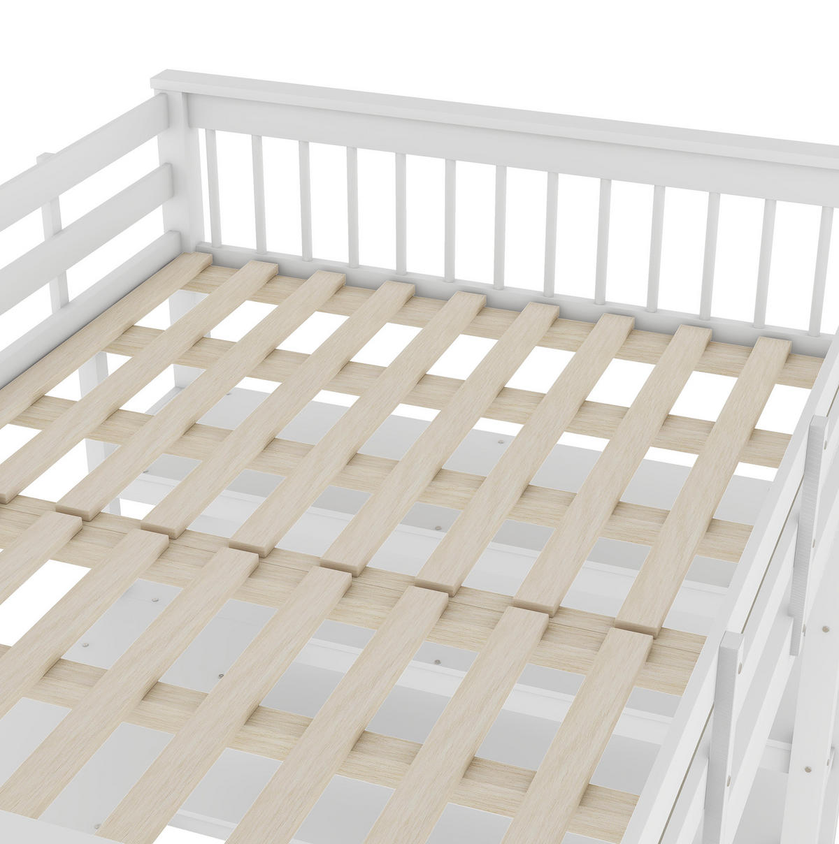 HOCHBETT 140/200 cm, Weiß mit Ablagefächern und Schreibtisch ohne Matratze - Weiß, Holz (140/200cm) - MIVRAY