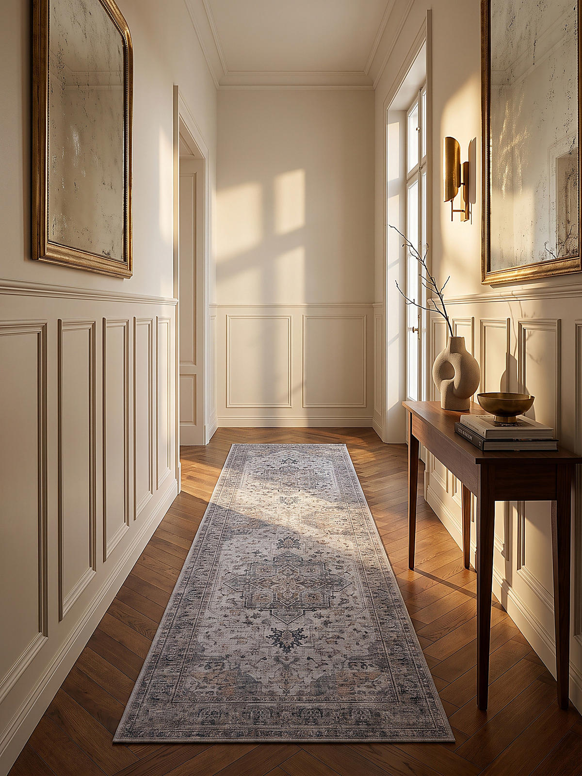 LÄUFER waschbar, mit Medaillon, VERNANTE in Beige-Grau, 80 x 150 cm - Beige, Textil (80/150cm) - KADIMA DESIGN