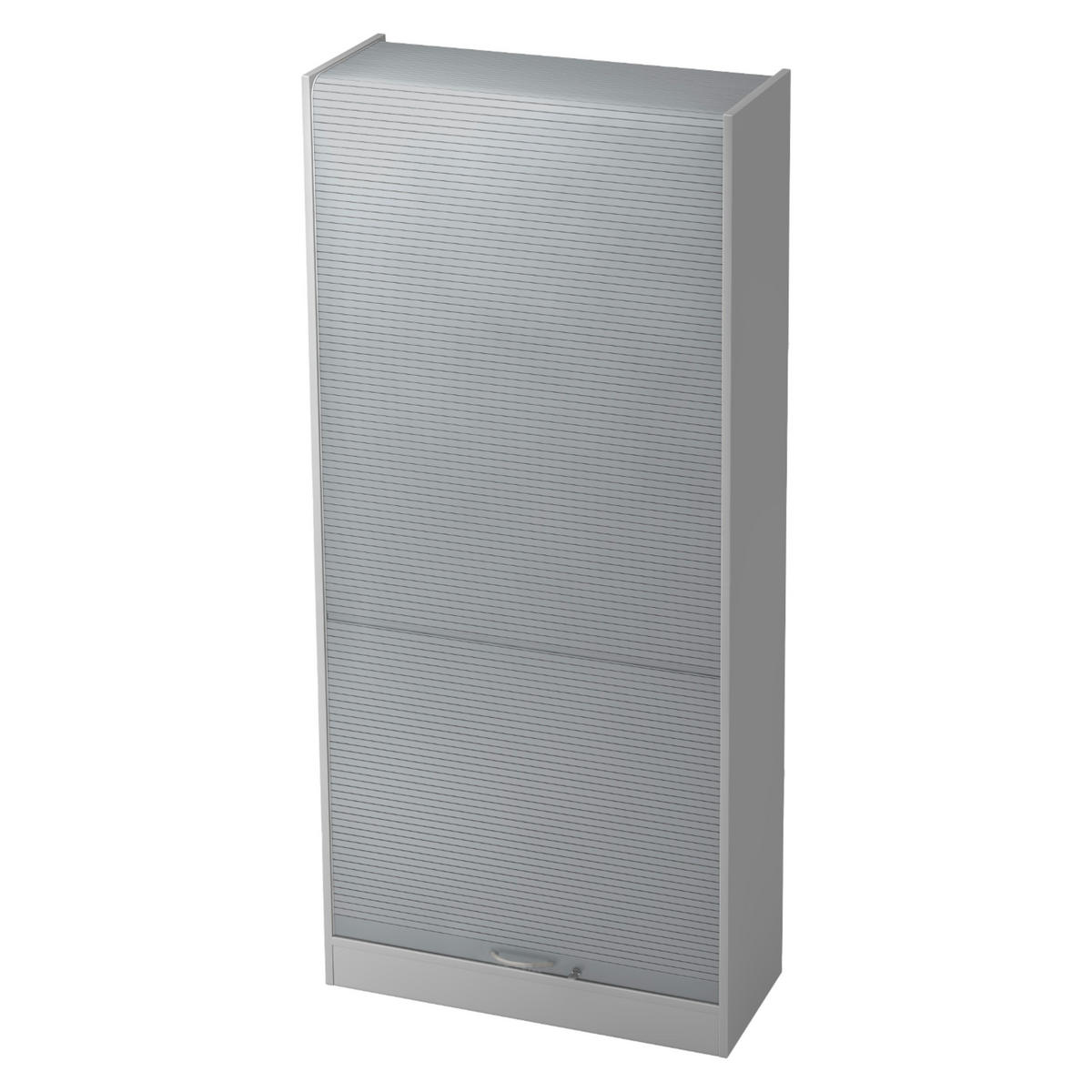ROLLLADENSCHRANK - 5 Ordnerhöhen 40/90/200,4 cm in Grau/Silberfarben Bogengriff (Metall) - Silberfarben/Grau, Holzwerkstoff (90/200.4/40cm) - bümö