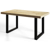 ESSZIMMERTISCH LOFT-U 140X80X77 cm, Farbe: ARTISAN, mit Metallbeinen in Farbe Schwarz - Hellbraun/Schwarz, Holzwerkstoff (140/80/77cm) - Alpi-Möbel