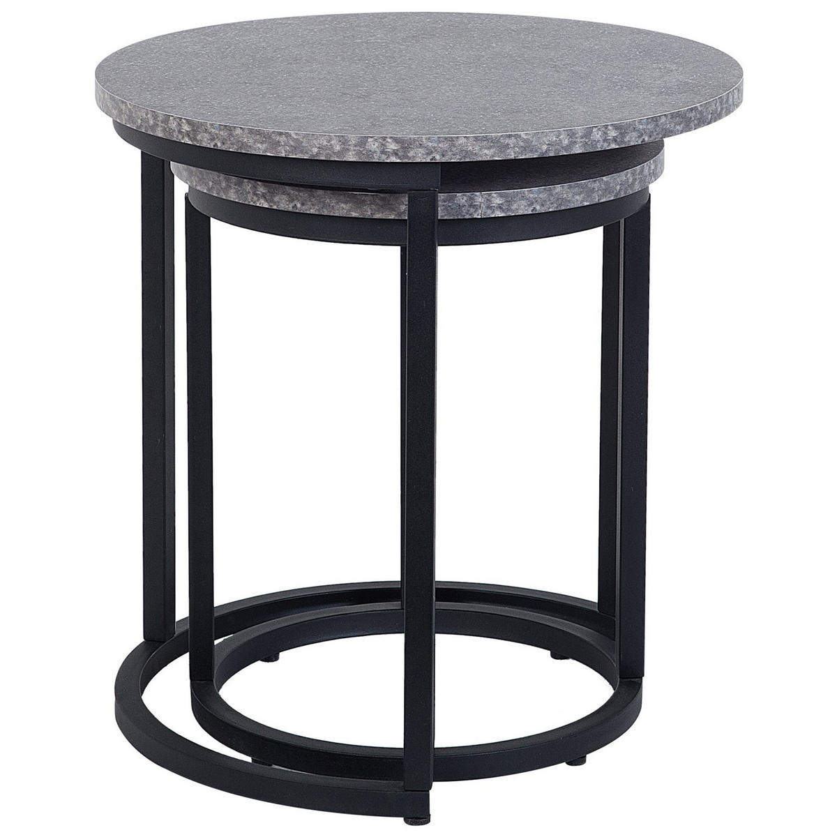 BEISTELLTISCH 2er-Set Rund Schwarz, Grau Dixie - Schwarz, Holzwerkstoff (48/48cm) - Beliani