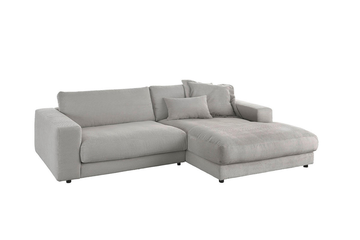 ECKSOFA MADELINE Steingrau Cord - Schwarz/Grau, Kunststoff/Textil (270/190cm) - KAWOLA
