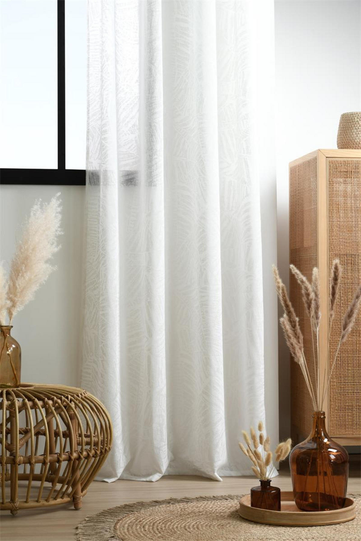 FENSTERVORHANG Ösen Scar 140/260 cm - Weiß, Textil (140/260cm)