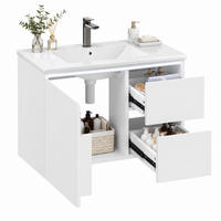 BADEZIMMERSCHRANK mit Keramikwaschbecken 76 x 46 x 50 cm Weiß - Weiß, Holzwerkstoff (46/50/76cm) - Beauniv