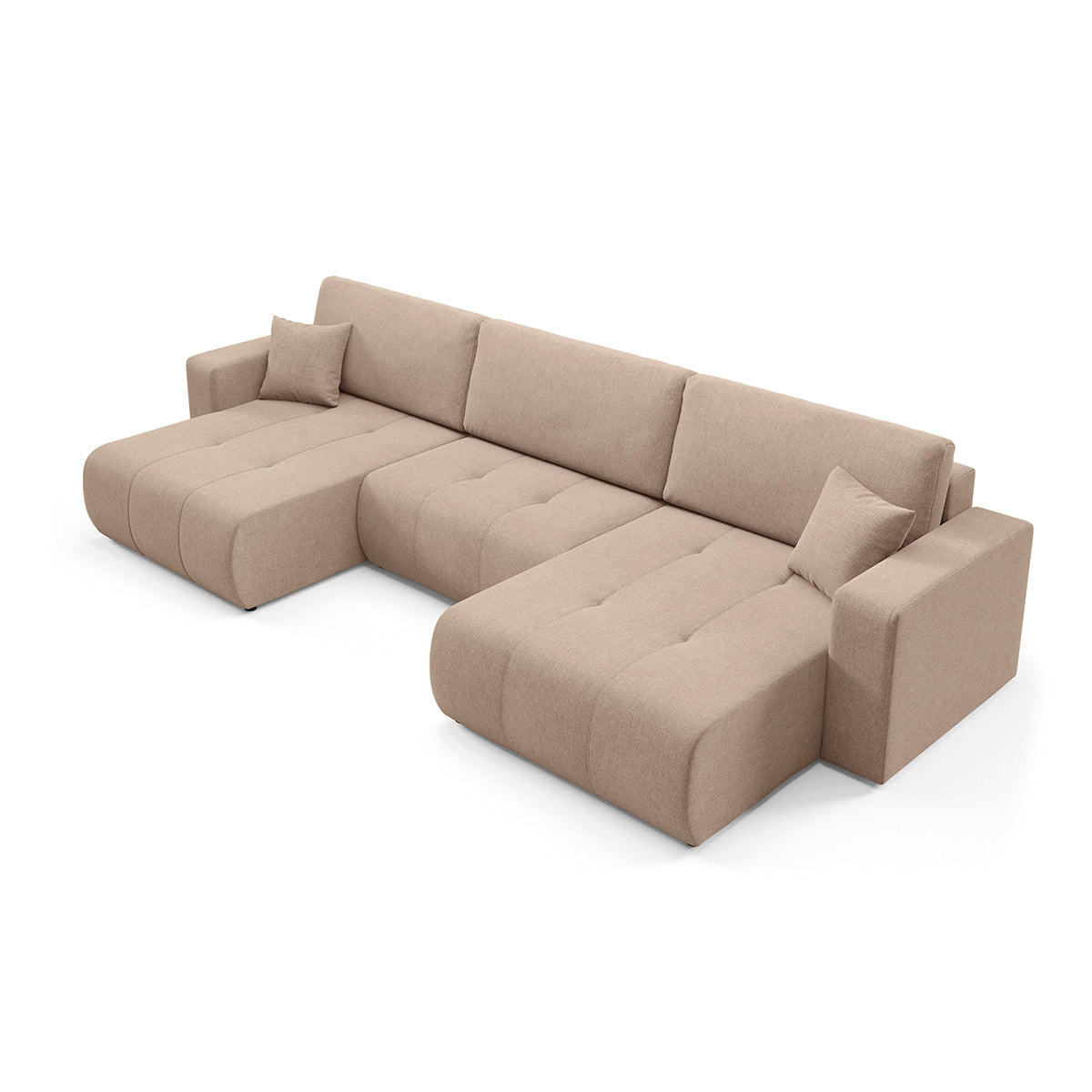PANORAMASOFA Giulia 5 Sitzplätze Beige - Beige, Holz (344/82/149cm) - Petits-meubles