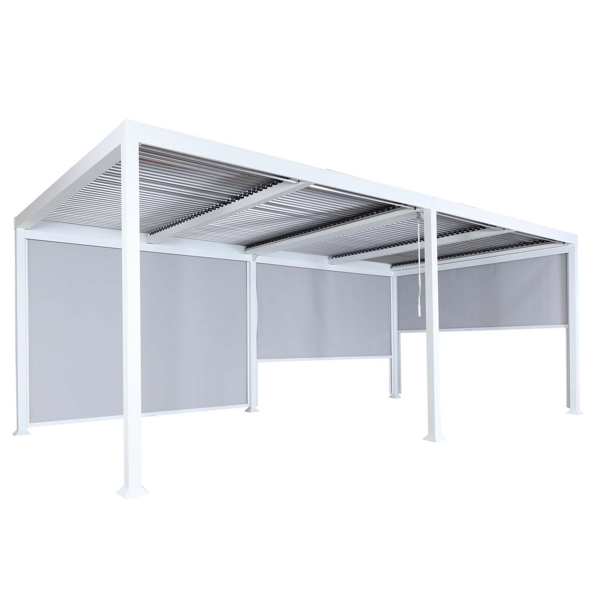 ALU PERGOLA MIT SEITENWAND Weiß - Weiß, Metall (590/224/306cm) - MCW