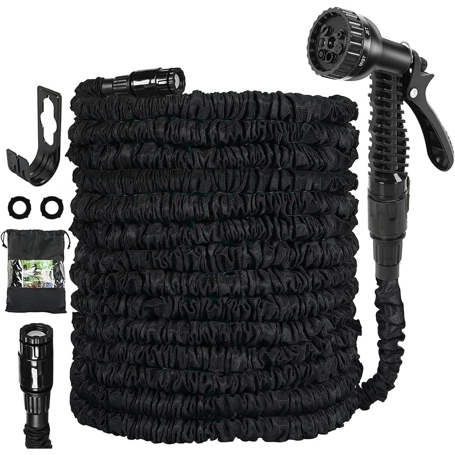 GARTENSCHLAUCH Flexibel 30 m mit 7 Funktionen Schwarz - Schwarz, Kunststoff (18cm)