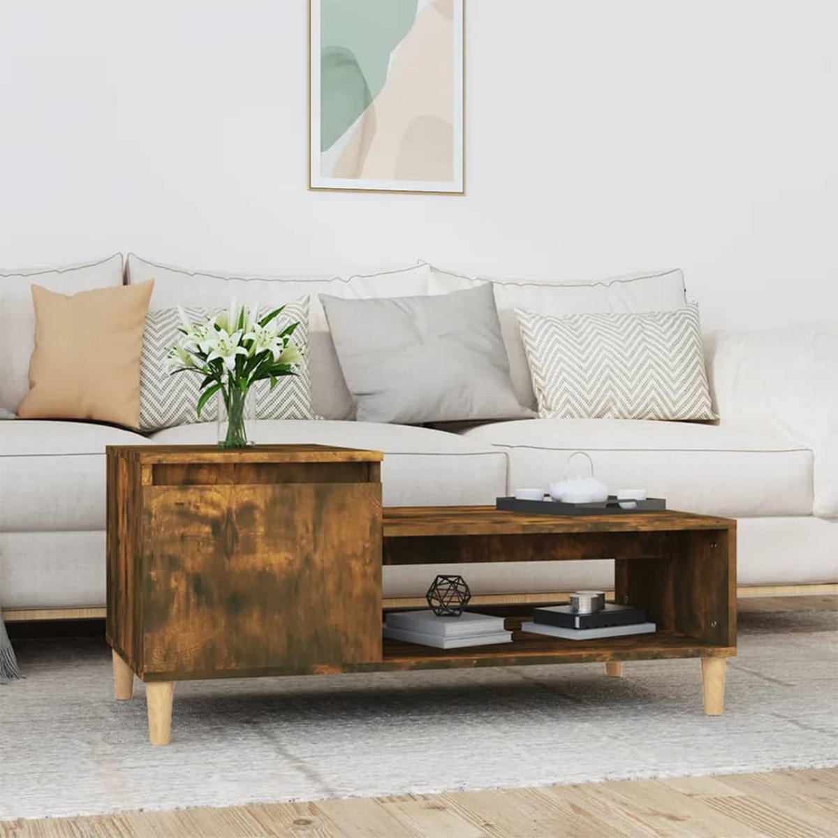 COUCHTISCH Räuchereiche 100x50x45 cm Holzwerkstoff - Braun, Holzwerkstoff (50/100/45cm) - furnicato