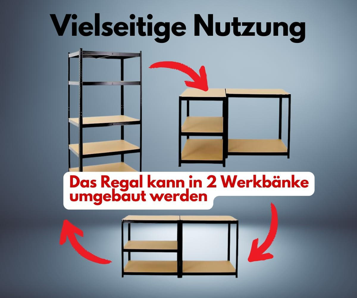 SCHWERLASTREGAL Taurus 180x90x60 cm Fachlast 175 kg Schwarz - Schwarz, Metall (90/180/60cm) - PROREGAL