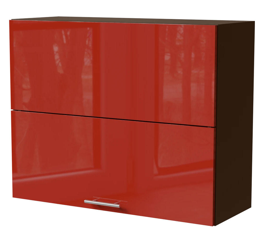 KLAPPHÄNGESCHRANK Brerra W8B/90-AV Lava / RAL 3002 karminrot Hochglanz 90 / 32,5 / 72cm - Dunkelgrau/Rot, Holz/Holzwerkstoff (90/72/32.5cm) - Feldmann-Wohnen