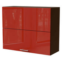 KLAPPHÄNGESCHRANK Brerra W8B/90-AV Lava / RAL 3002 karminrot Hochglanz 90 / 32,5 / 72cm - Dunkelgrau/Rot, Holz/Holzwerkstoff (90/72/32.5cm) - Feldmann-Wohnen