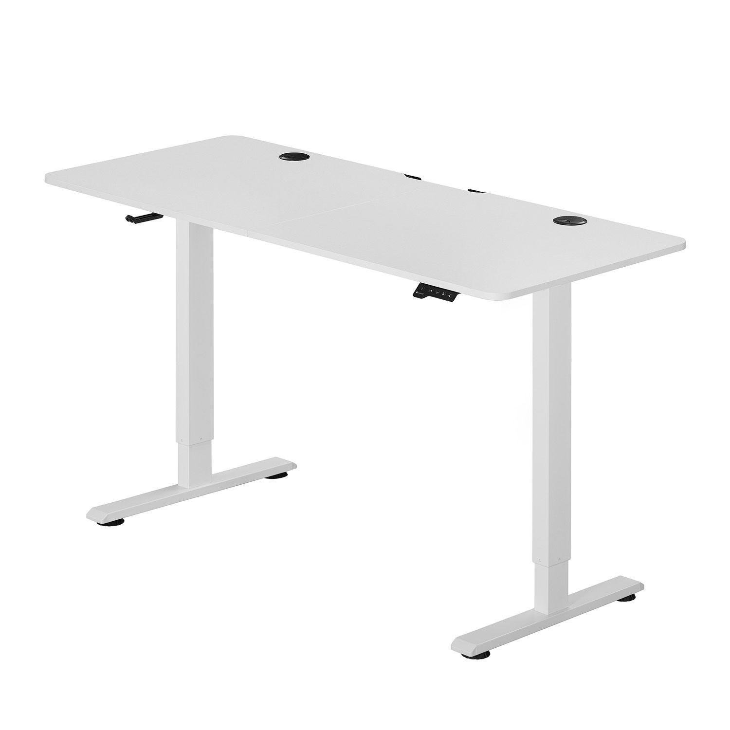 SCHREIBTISCH Office Stand weiß 140x60 cm höhenverstellbar - Weiß, Holz (60/140/117cm) - Juskys