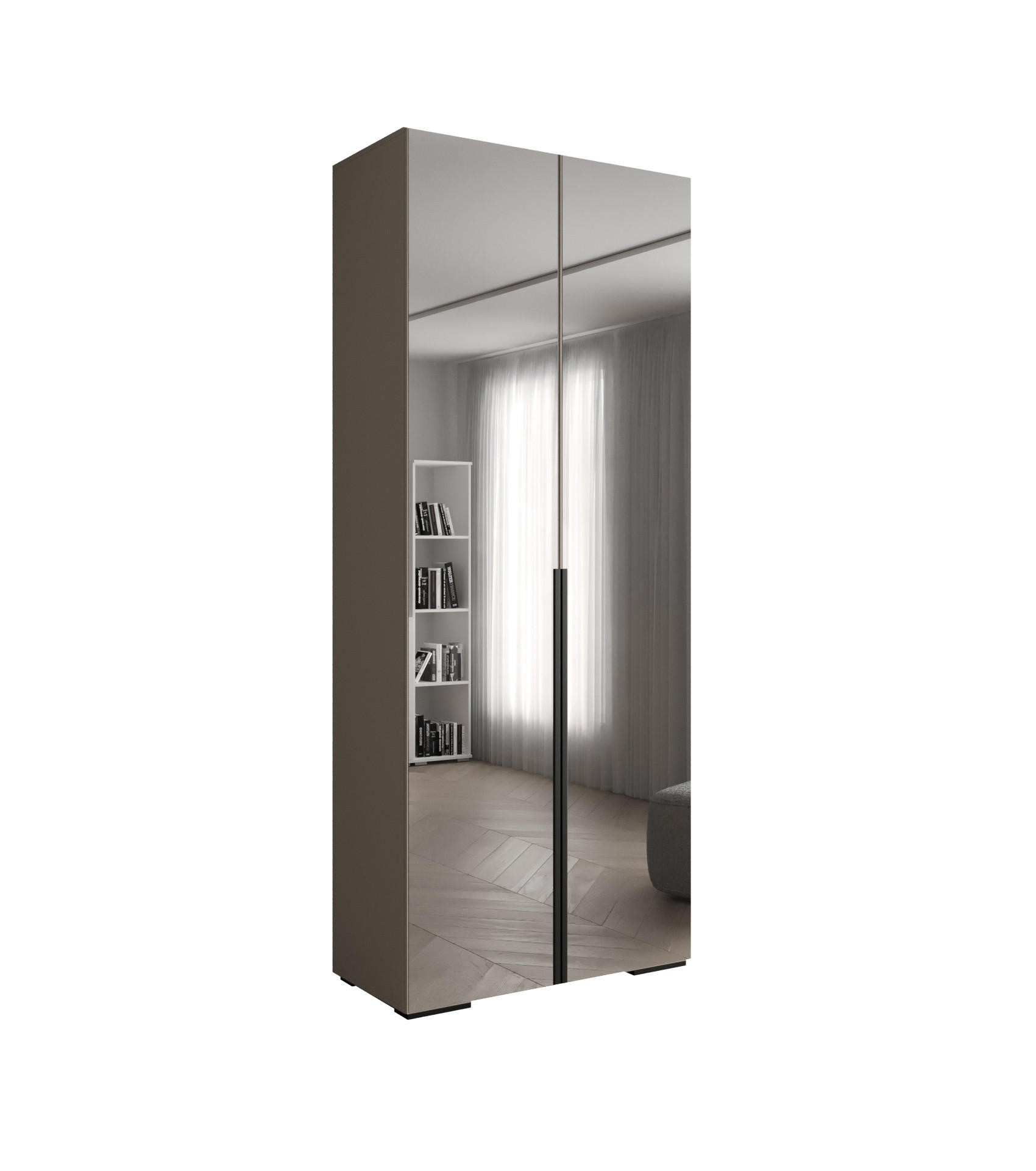 Abiks Möbel Drehtürenschrank Kaschmir, Schwarz 100x236.7x47 cm