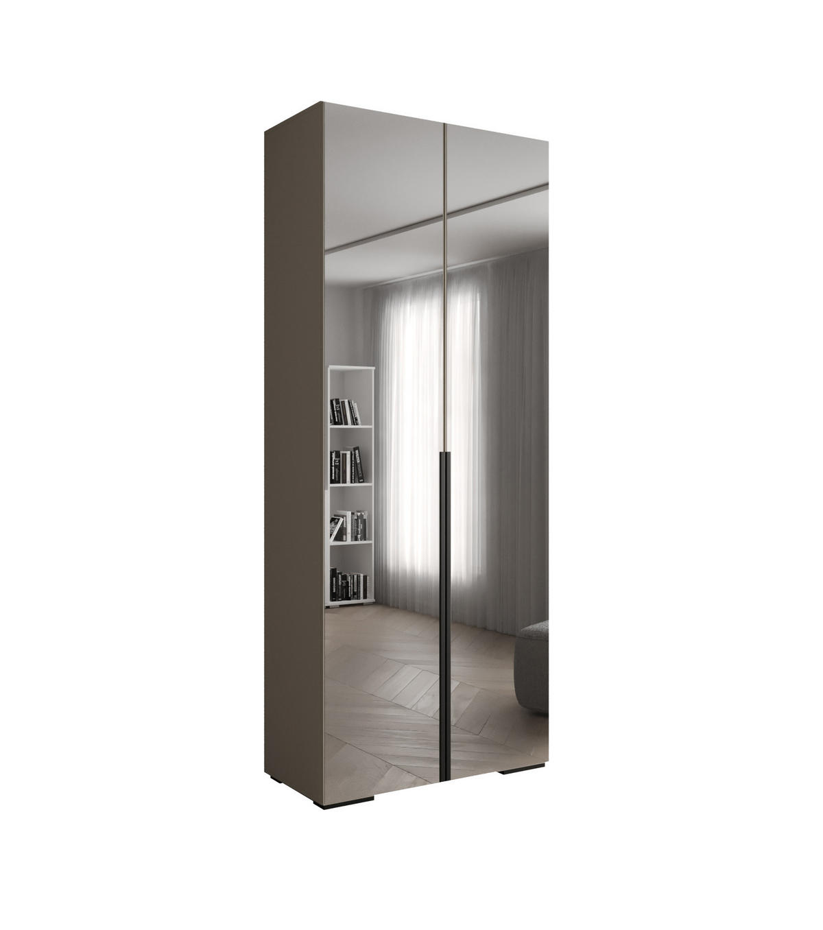 DREHTÜRENSCHRANK 236.7/100/47 2-türig - Kaschmir/Schwarz, Holz/Metall (100/236.7/47cm) - Abiks Möbel