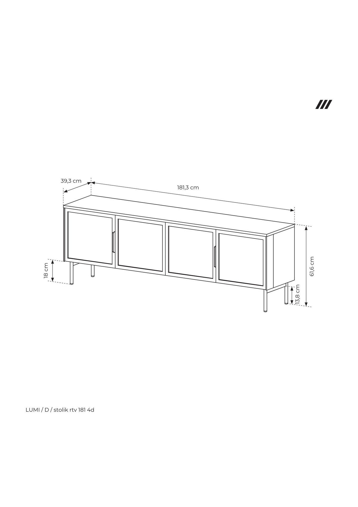 TV-SCHRANK, Dunin-Eiche, 181,3 x 61,6 x 39,3 cm - Schwarz/Braun, Holzwerkstoff/Metall (181.3/61.6/39.3cm) - 3XE LIVING