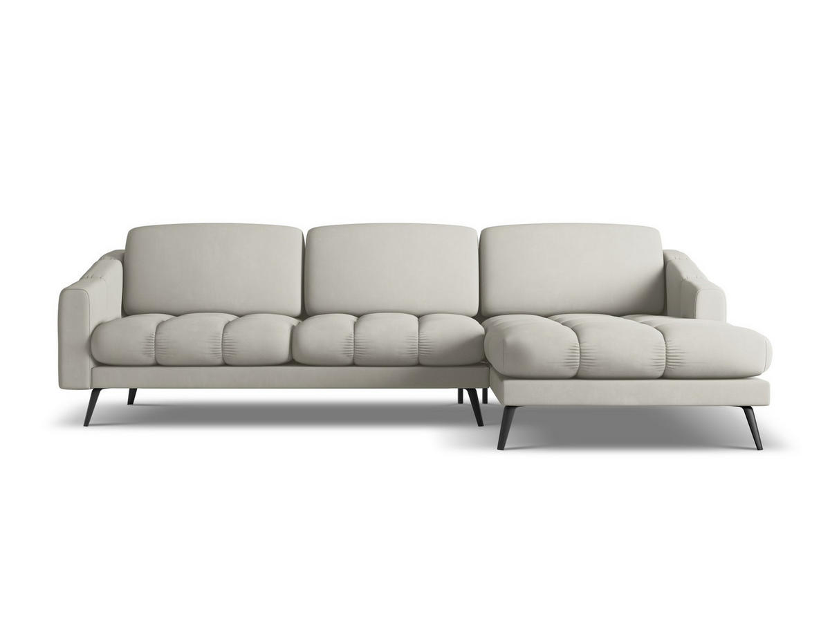 ECKSOFA Rechts Chenille Stoff Beige - Beige/Schwarz, Textil/Metall (264/160cm) - Makamii