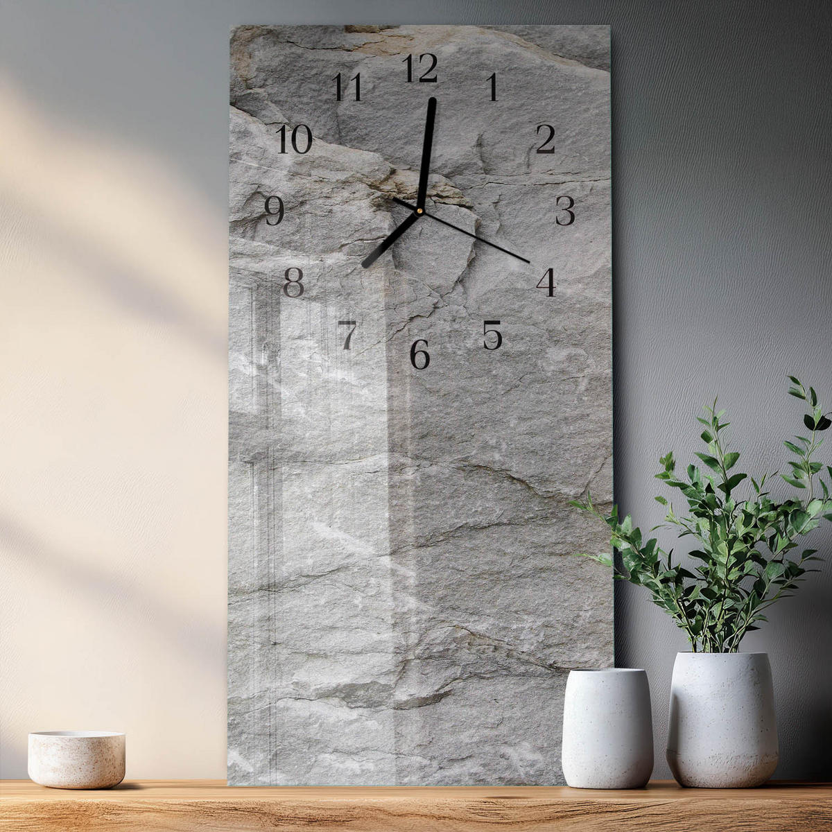 WANDUHR 30x60 cm - Chilischoten - Grau, Glas (30/60/0.4cm) - TULUP