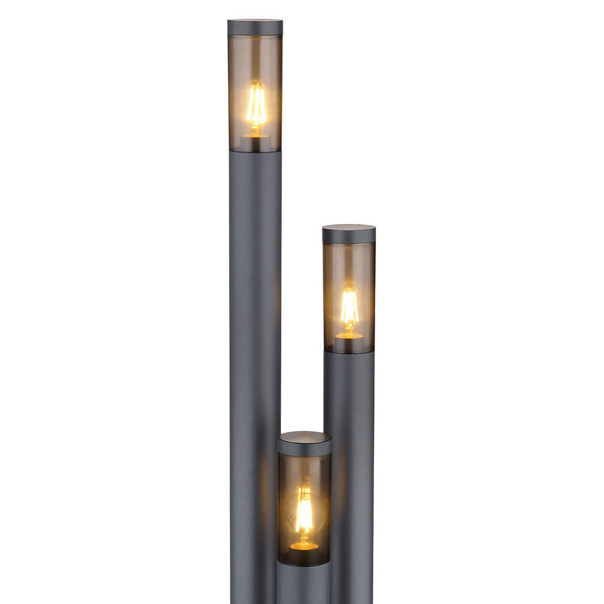 LED STEHLEUCHTE Edelstahl Anthrazit Rauchglas - Anthrazit, Metall (28/28/170cm) - Globo Lighting