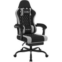 GAMINGSTUHL mit Massagefunktion, Netzstoff, Schwarz+Grau - Schwarz/Grau, Textil/Metall (70/127/70cm) - Woltu