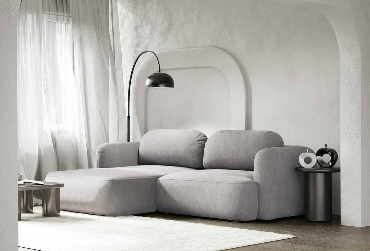 ROHOVÁ SEDAČKA Tvoya světle šedá žinylka - černá/světle šedá, textil/plast (267/175cm) - Selsey