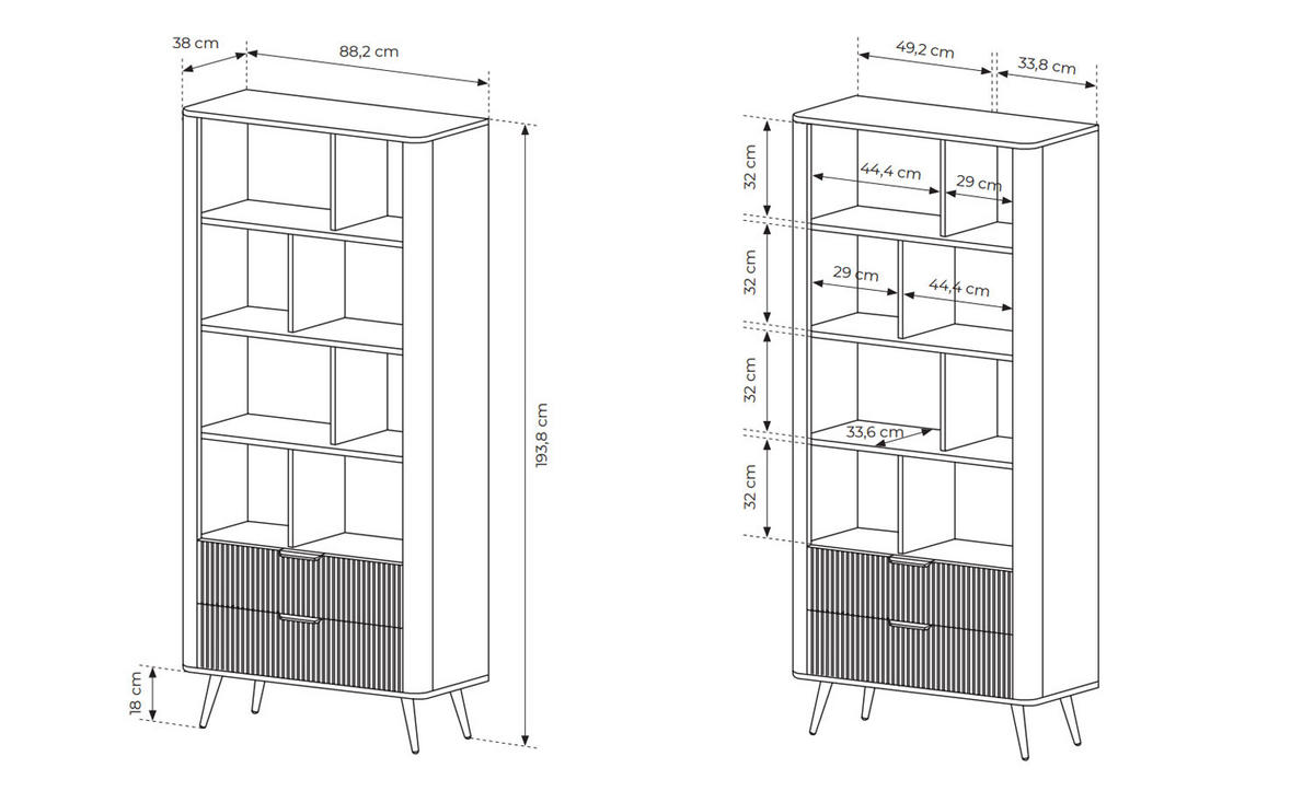 STANDREGAL A Lante schwarz 88 / 38 / 194cm - Schwarz, Holz/Holzwerkstoff (88/194/38cm) - Feldmann-Wohnen