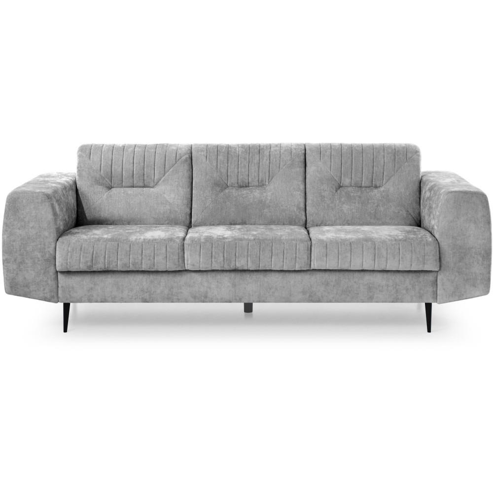 SOFA Venezia 3-Sitzer mit Metallbeinen, hellgrau, 233 cm - Hellgrau/Schwarz, Holzwerkstoff/Metall (223/85/94cm) - Beautysofa