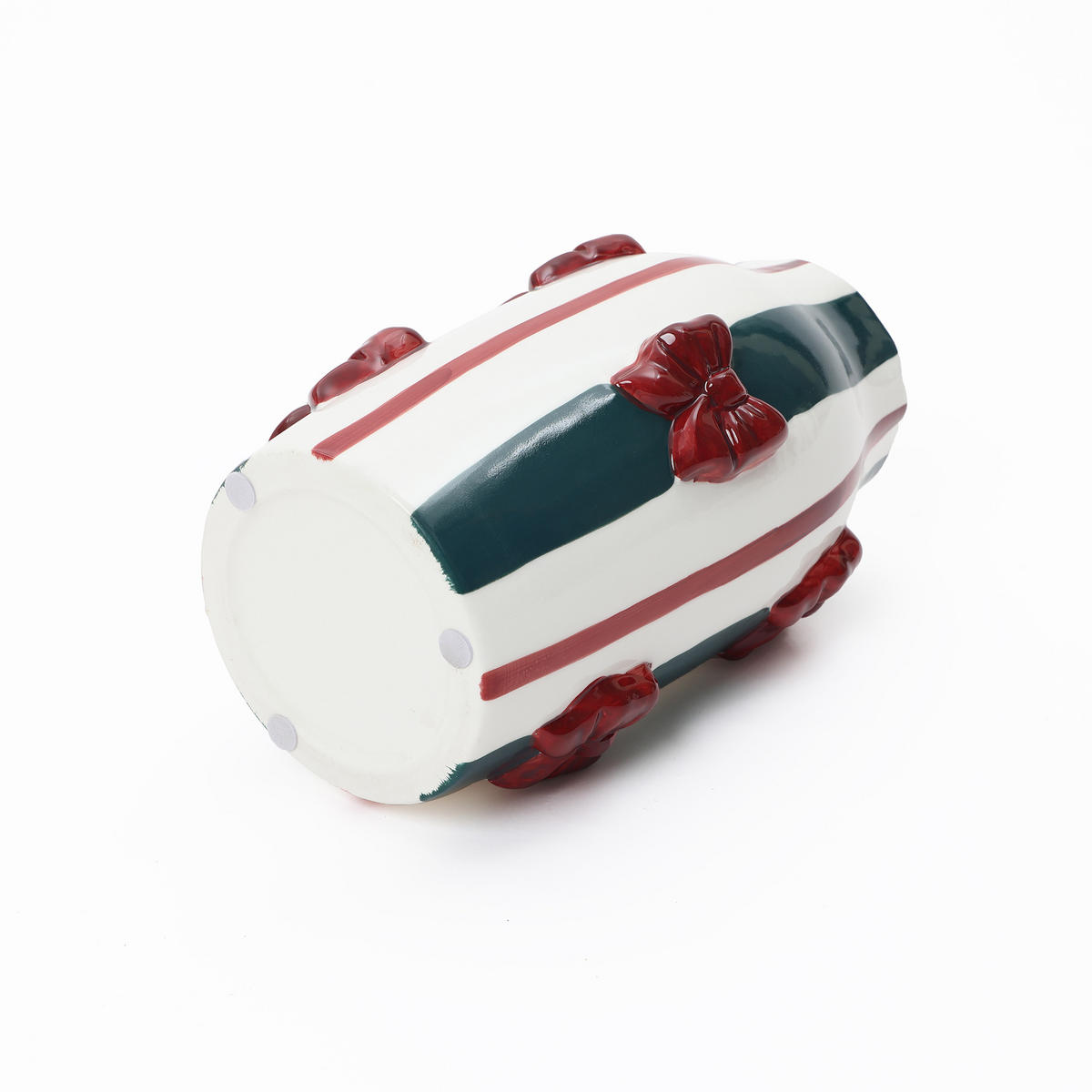 KERAMIKVASE, Schleifen-Design, D7,5 cm, H24 cm - Weiß, Keramik (24cm) - Hometopia