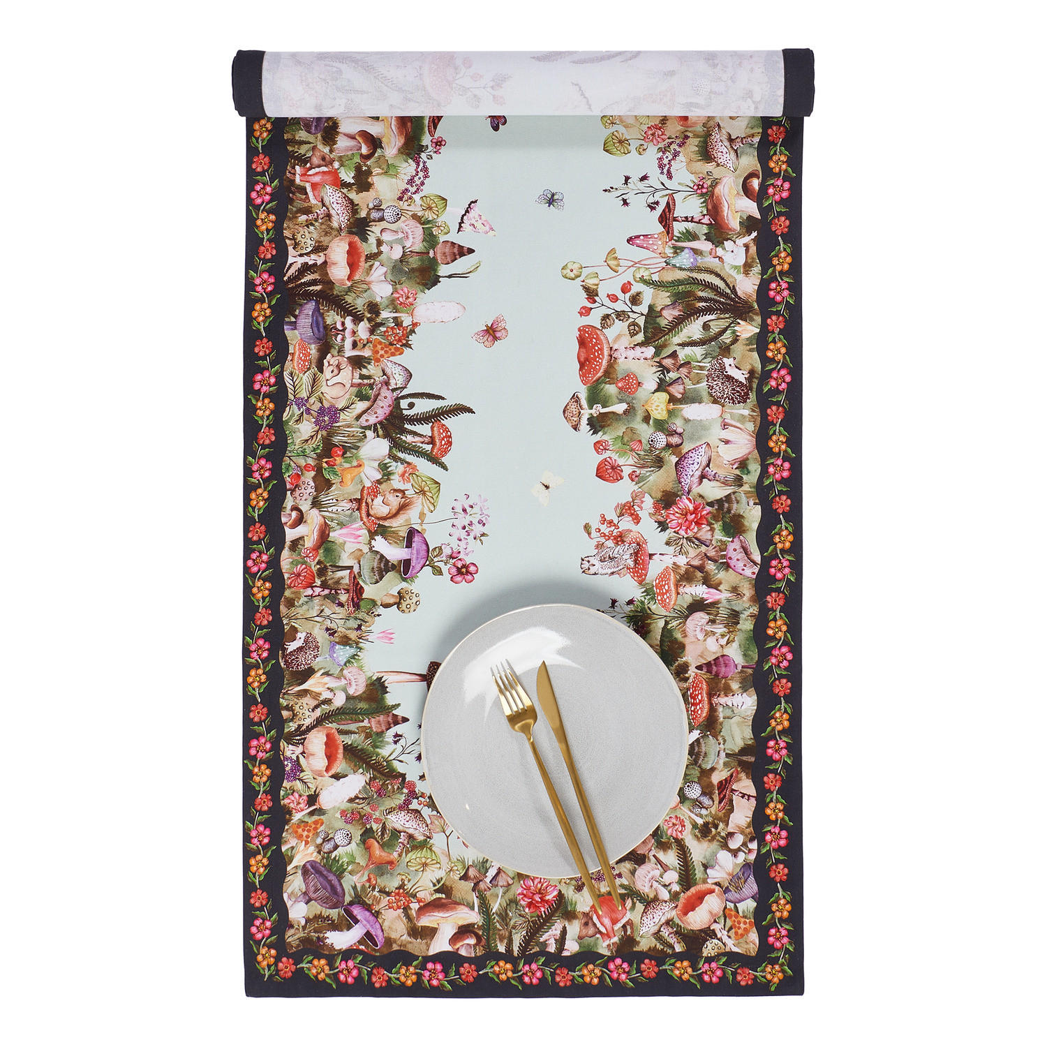 TISCHDECKE Funghi & Flowers 50x160 cm - Multicolor, Textil (160/50cm) - Butlers