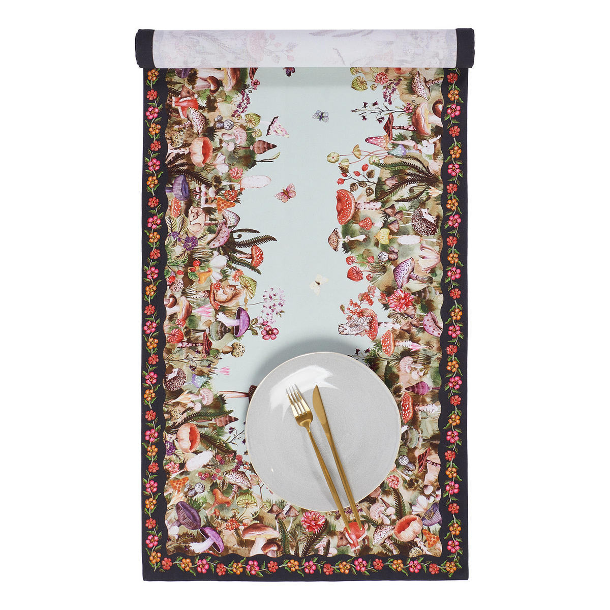 TISCHDECKE Funghi & Flowers 50x160 cm - Multicolor, Textil (160/50cm) - Butlers