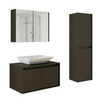 BADMÖBEL Set ATLANTIC-85 4-teilig - Schwarz, Holzwerkstoff (85/150/45cm) - Roomart