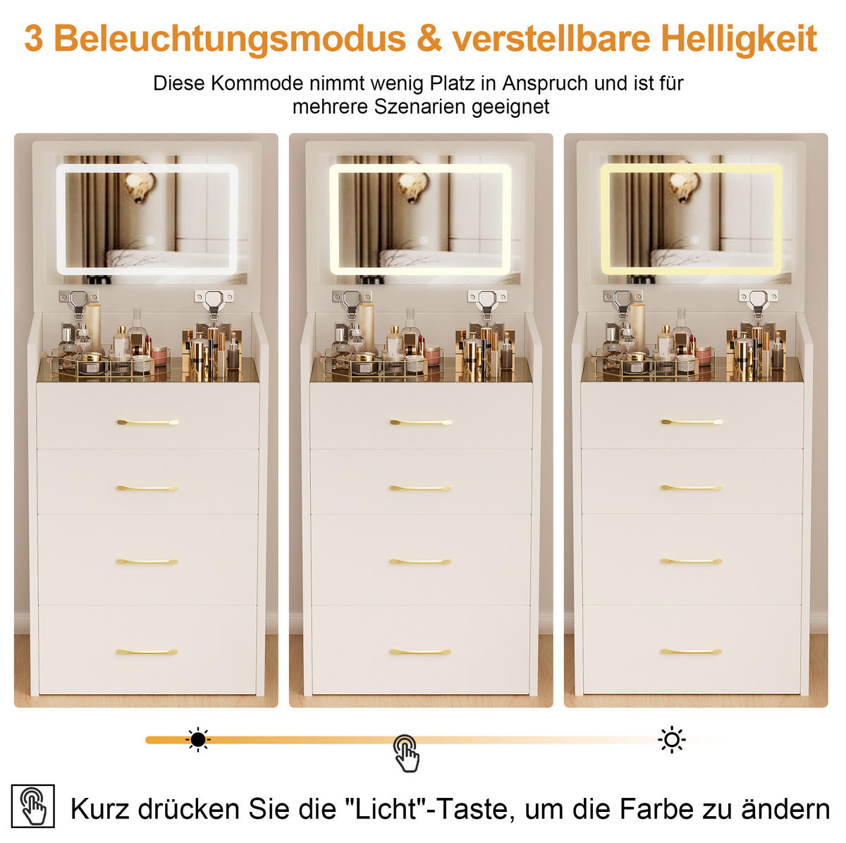SCHMINKTISCH 40/60/118 cm mit aufklappbarem Spiegel, Stauraum und Hocker, Weiß - Weiß, Holzwerkstoff (60/118/40cm) - Redom