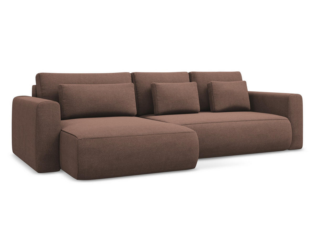 ECKSOFA mit Schlaffunktion Strukturstoff Stoff Pink - Pink/Hellrosa, Kunststoff/Textil (149/278cm) - Makamii
