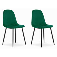 STUHL VERNAZZA 2-er Set, Grün Samtstoff - Grün, Textil/Metall (45/88/51cm) - Komodee