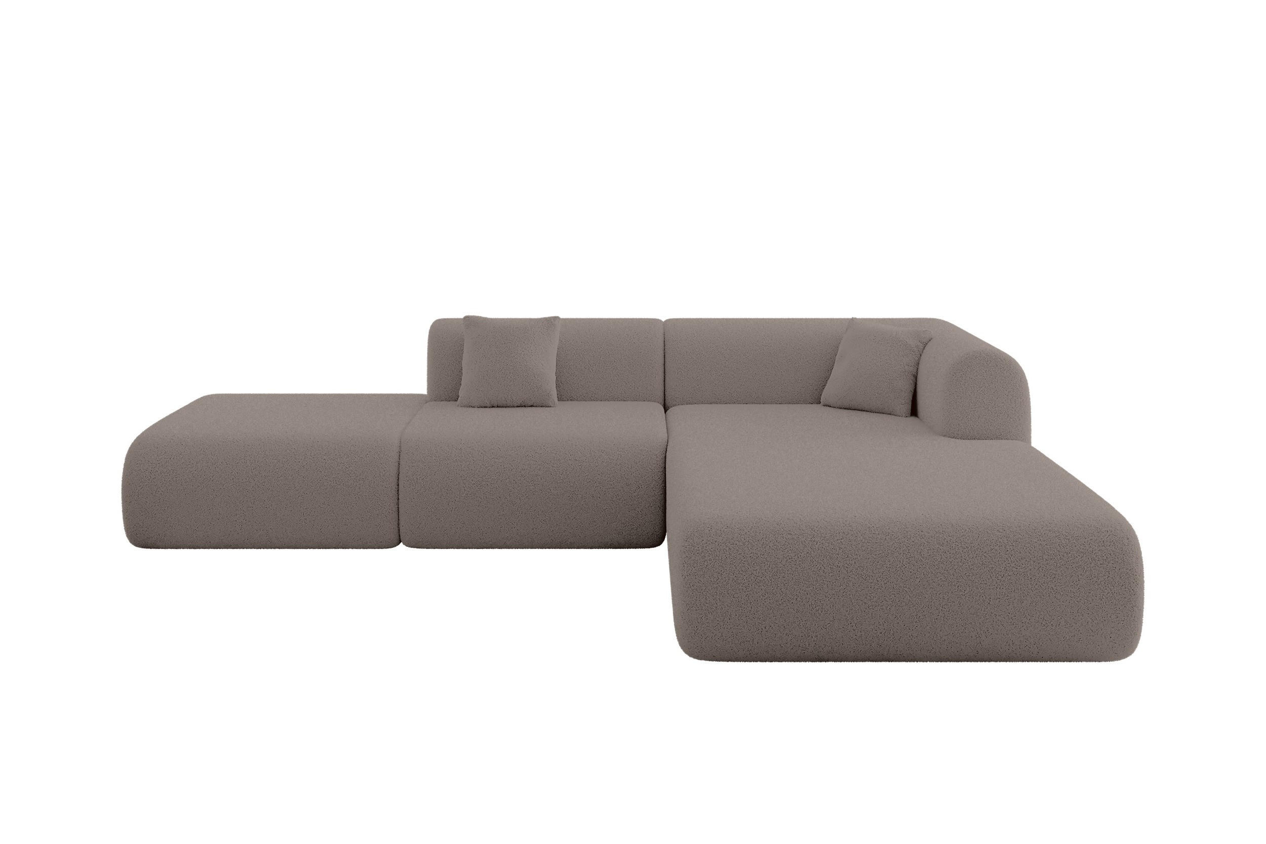 ECKSOFA Ottomane Rechts OVLY-L 289x176x71 Braun Bouclé - Schwarz/Braun, Holzwerkstoff/Kunststoff (289/176cm) - ALTDECOR