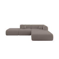 ECKSOFA Ottomane Rechts OVLY-L 289x176x71 Braun Bouclé - Schwarz/Braun, Holzwerkstoff/Kunststoff (289/176cm) - ALTDECOR