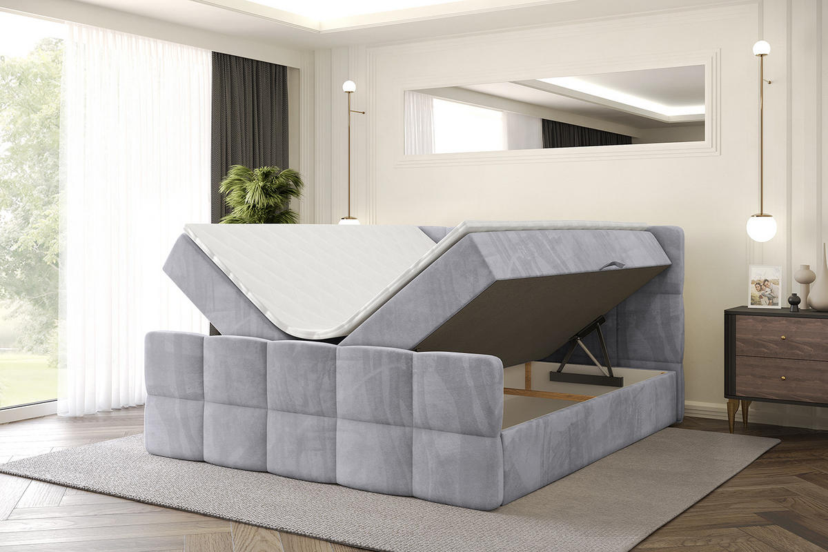 BOXBETT mit Matratze H4 und Lattenrost - LIRO-Z - 180x200 - Grau Monolith - Grau, Holzwerkstoff (180/200cm) - ALTDECOR