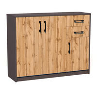 KOMMODE mit 2 Schubladen und 3 Türen - Graphitfarben, Holzwerkstoff (110/85/35cm) - Home Collective