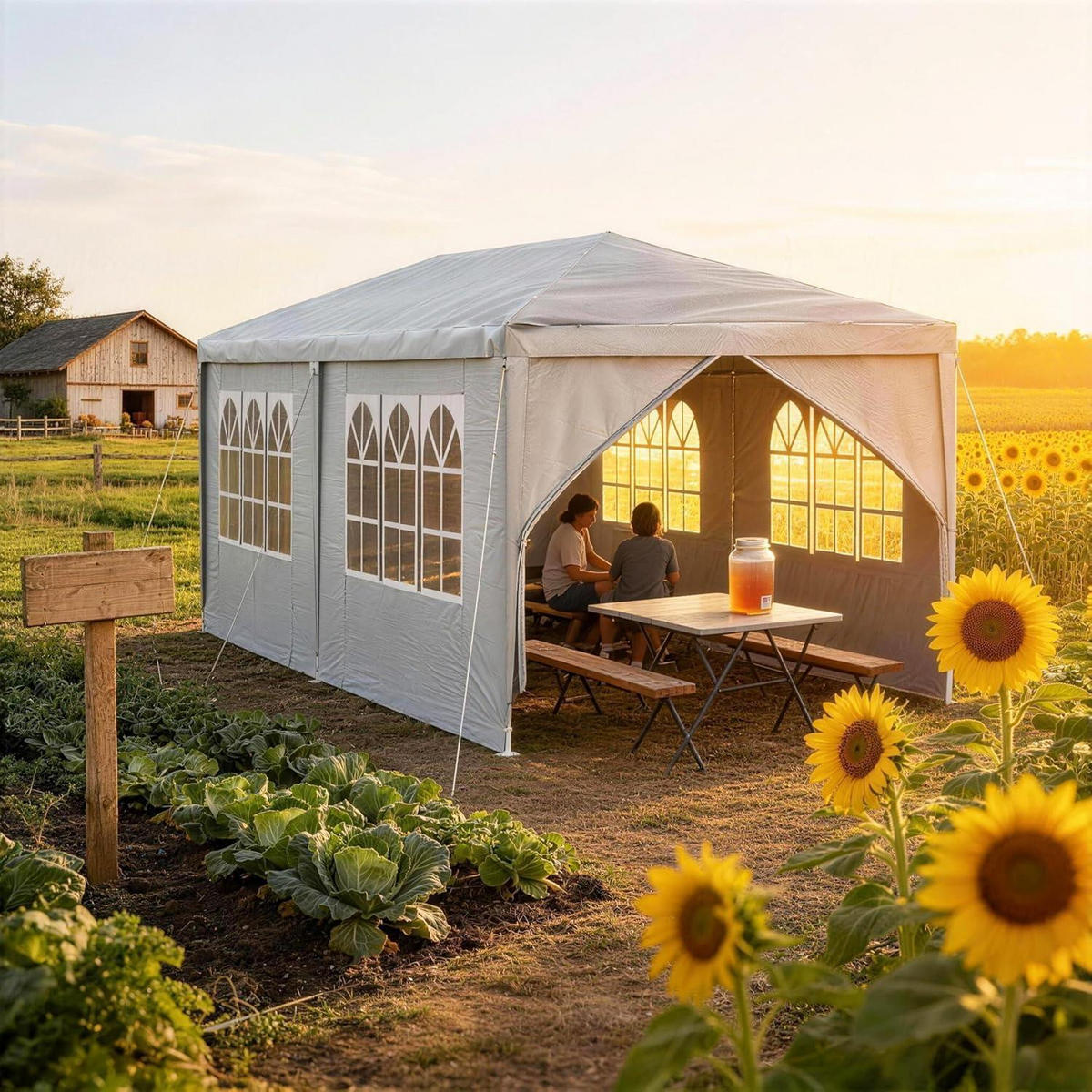 FALTPAVILLON 3 x 6 m Grau Wasserdicht mit Seitenwänden - Grau, Textil (300/250/300cm)