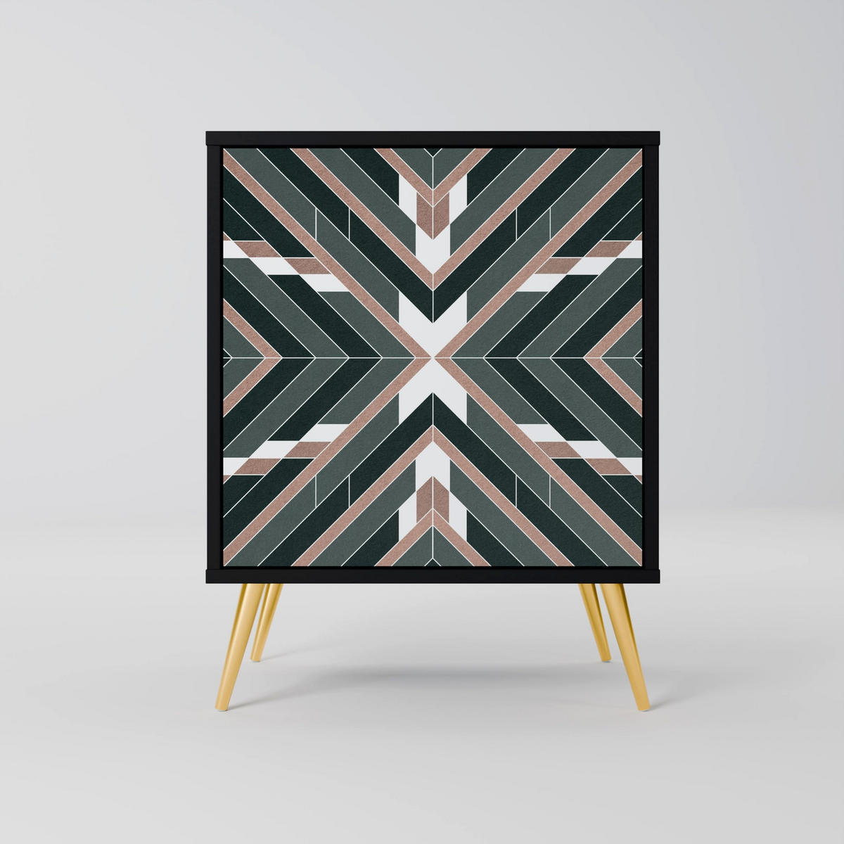 SIDEBOARD DIMENSION DELIGHTS, Schwarz, 57,5x42x70,5 cm, Schwarze Metall-Sternfüße - Multicolor/Schwarz, Holzwerkstoff/Metall (57.5/70.5/42cm) - SpaceRebels