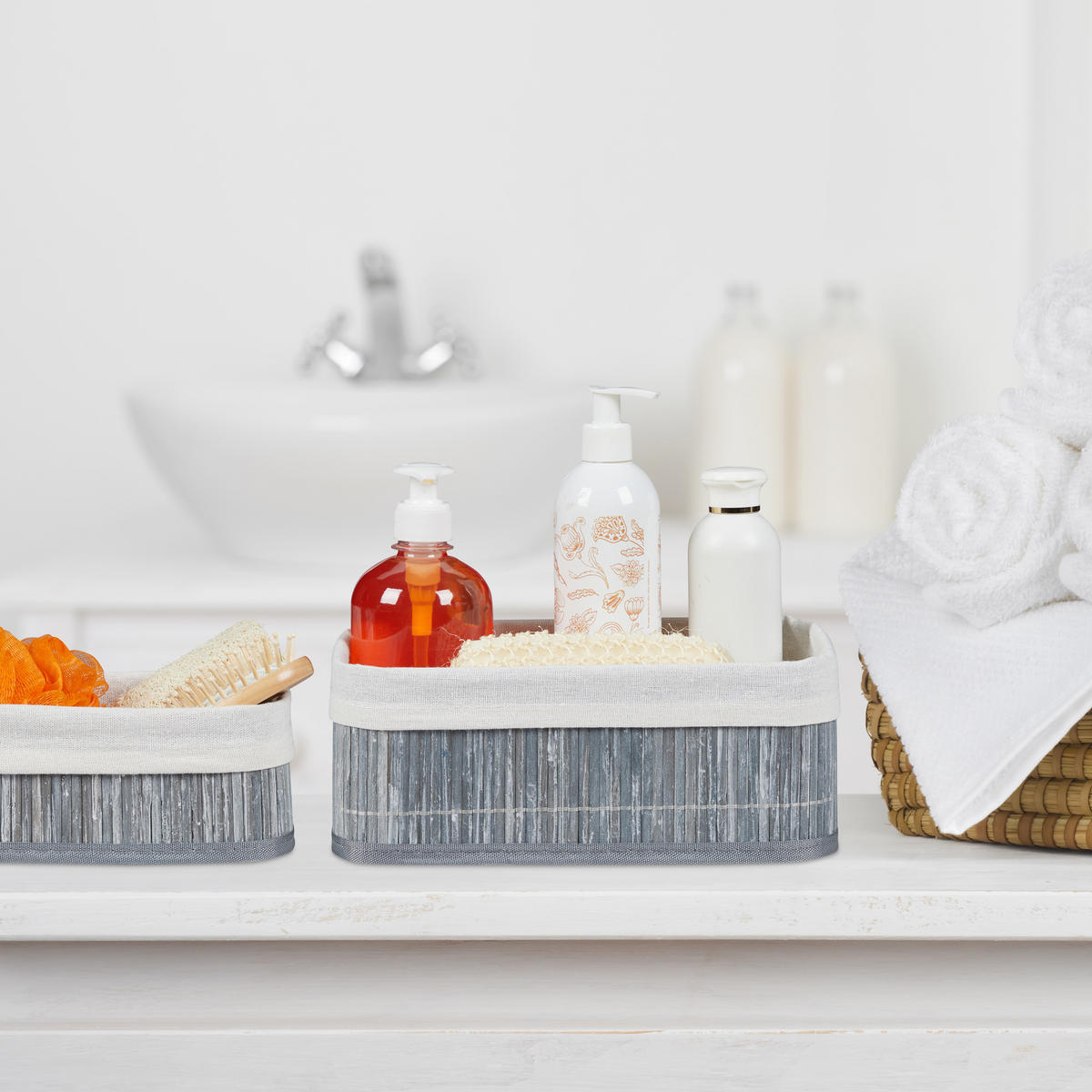 AUFBEWAHRUNGSKORB - Weiß, Holz/Holzwerkstoff (30/12.5/20cm) - Relaxdays