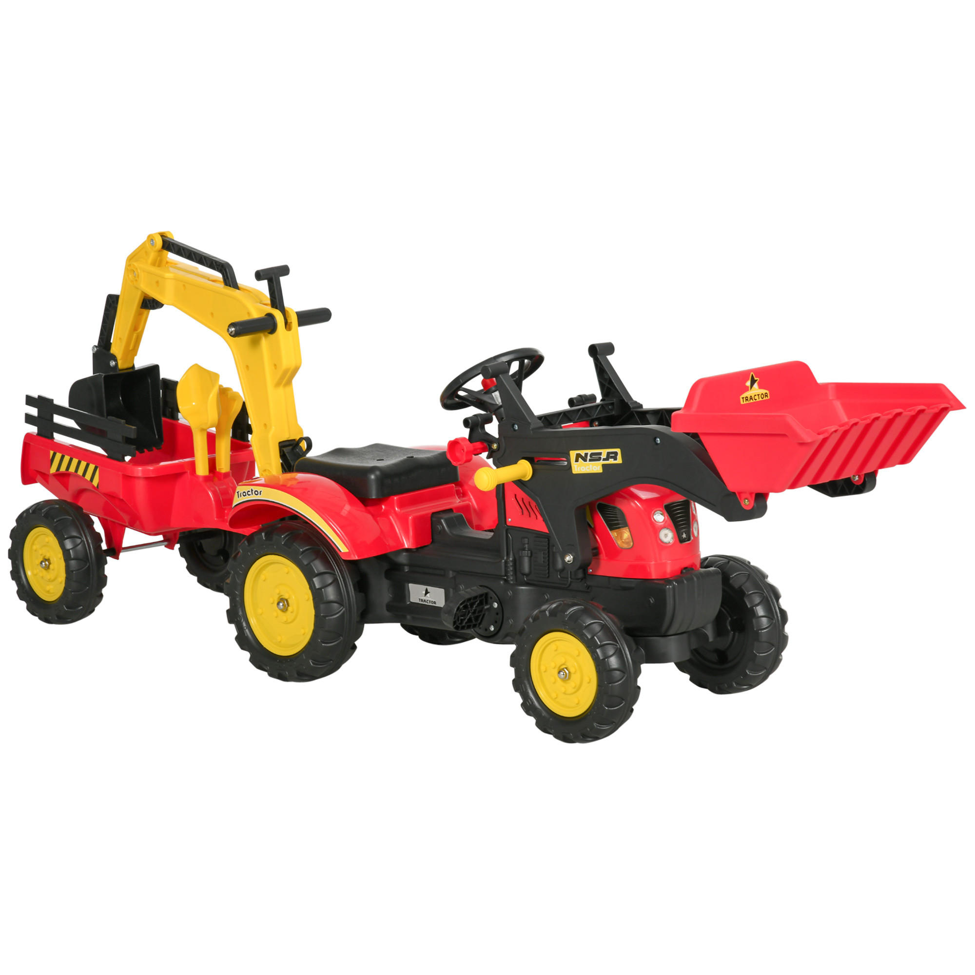 HOMCOM DĚTSKÉ ŠLAPACÍ AUTO, červené, ocel + plast