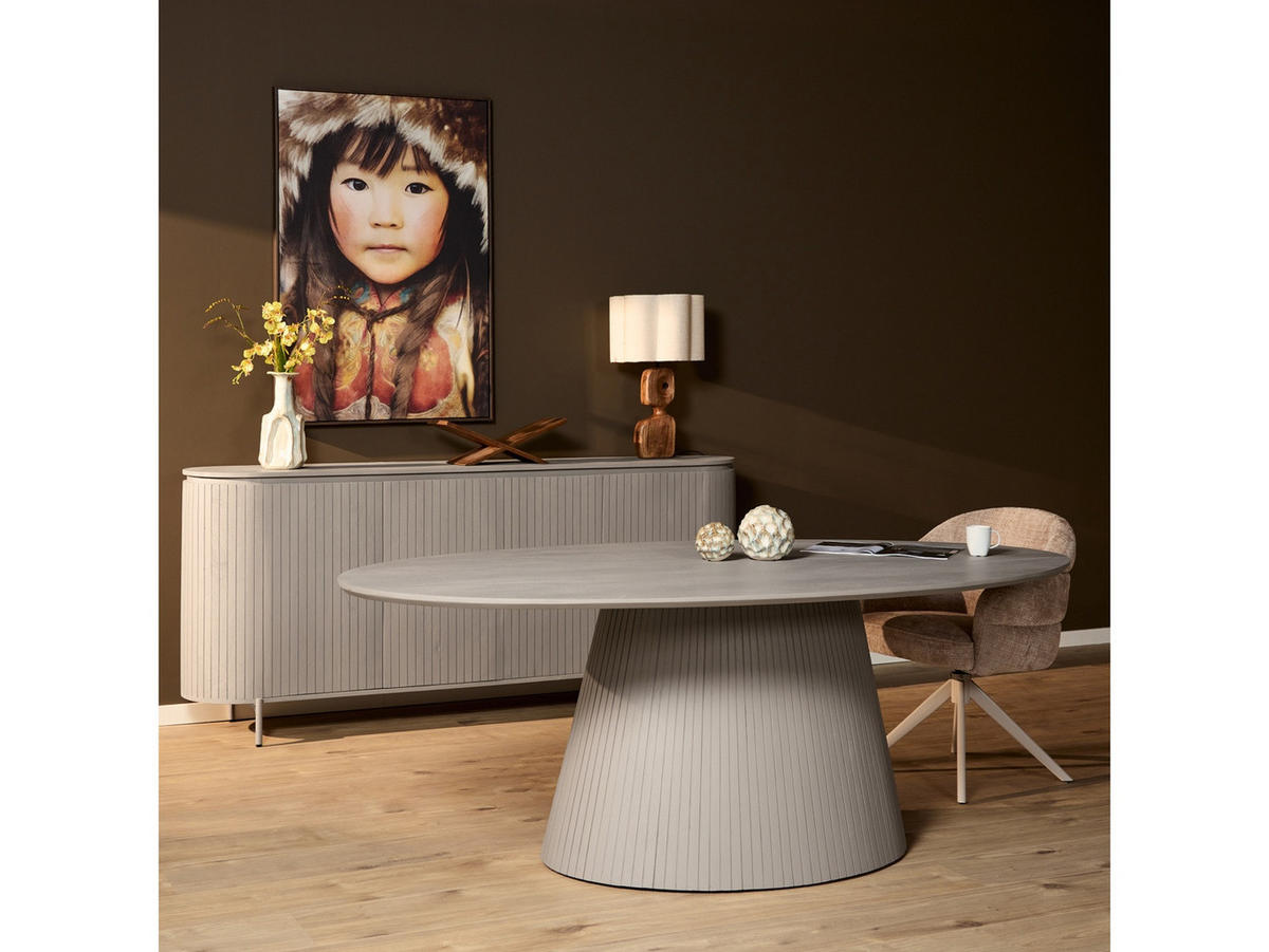 ESSTISCH Helena Oval 210 cm X 110 cm Taupe - Taupe, Holz (110/210/76cm) - Villa Möbel