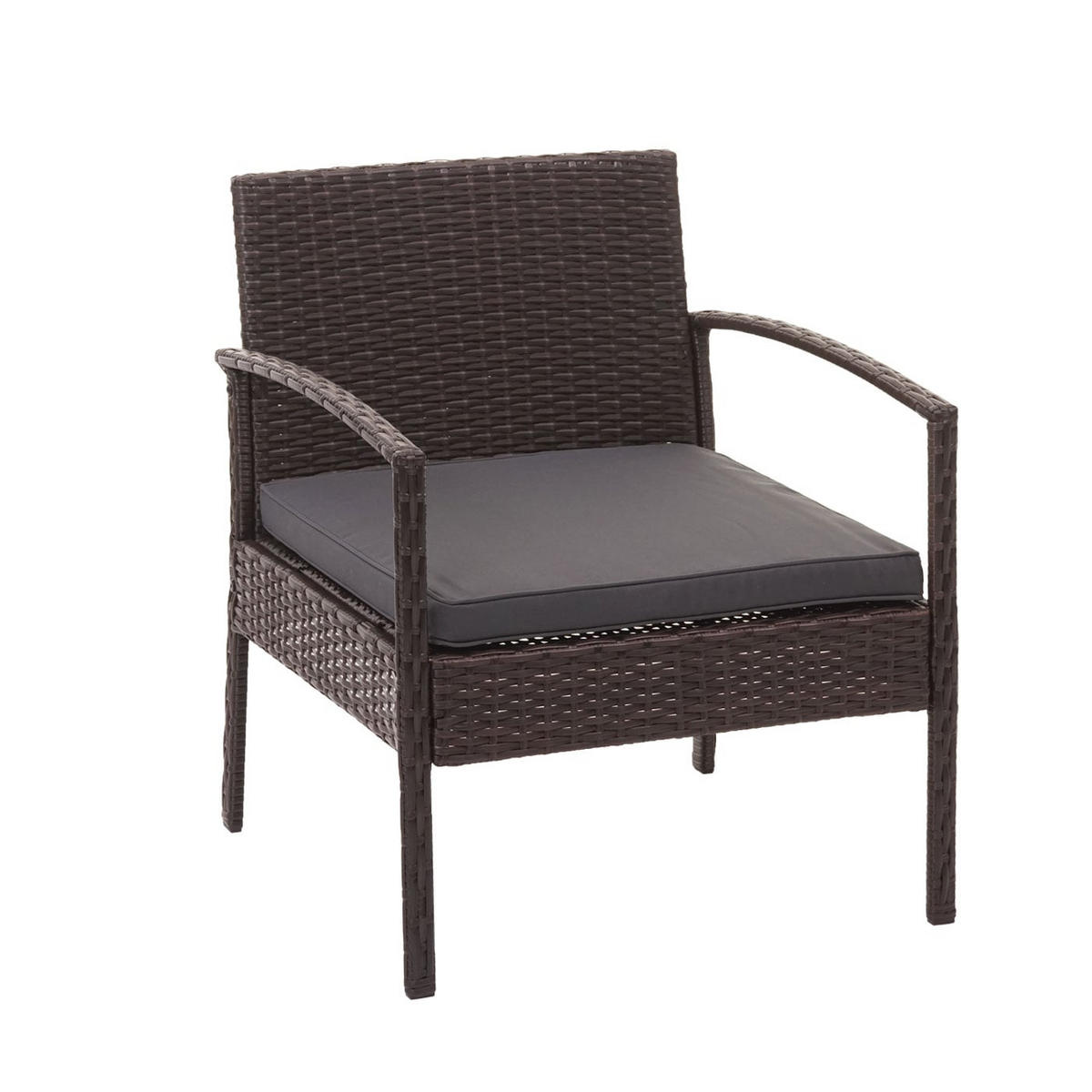 LOUNGE-SET Garten Braun Kissen Dunkelgrau - Braun, Metall - PROREGAL