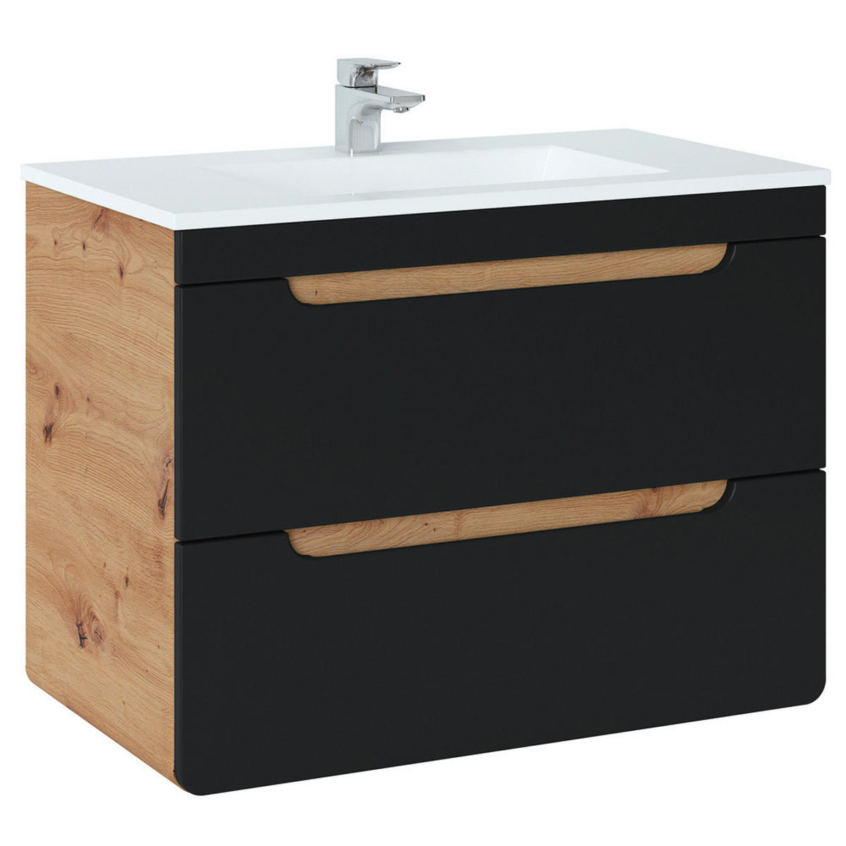 BADMÖBEL-SET 5-TLG. New-luton - Grau, Holzwerkstoff (180/200/46cm) - Lomado