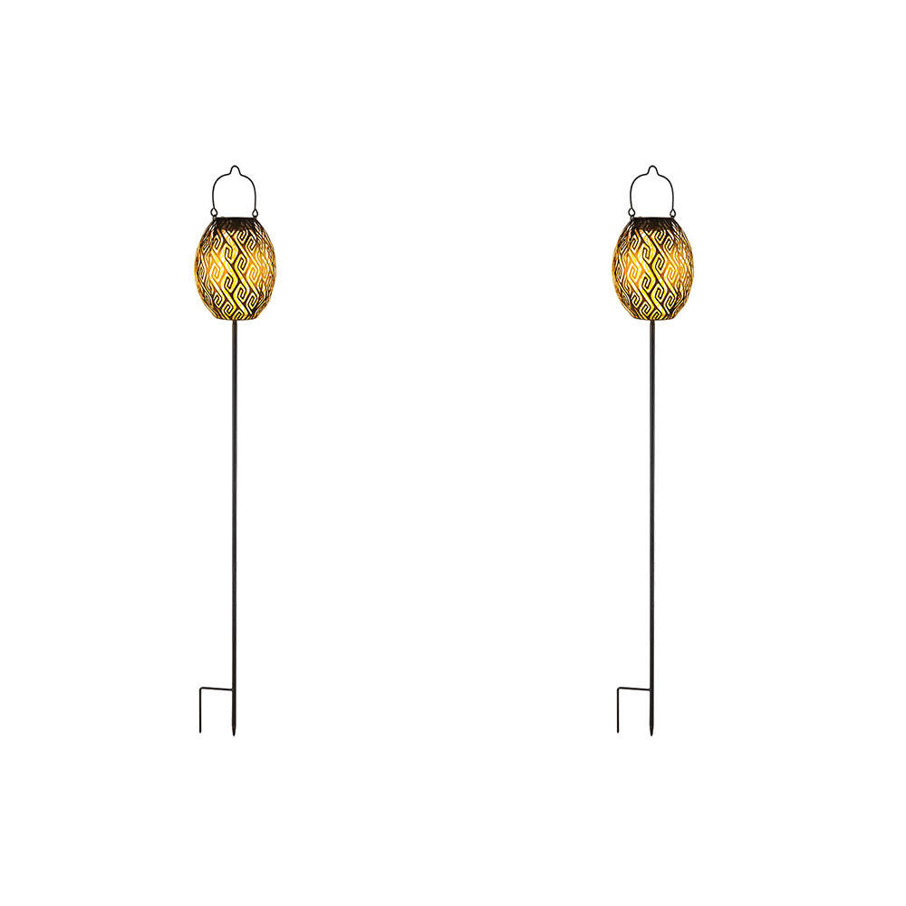 SOLARLEUCHTE LED, Metall, Schwarz/Gold, H 90 cm, 2er Set - Schwarz, Metall (12.5/12.5/90cm) - Globo Lighting