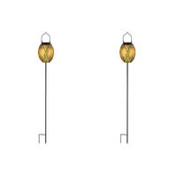 SOLARLEUCHTE LED, Metall, Schwarz/Gold, H 90 cm, 2er Set - Schwarz, Metall (12.5/12.5/90cm) - Globo Lighting