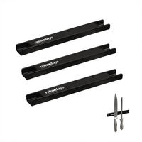 3XMAGNETLEISTE - Schwarz, Metall (20/2.5/1.5cm) - Relaxdays